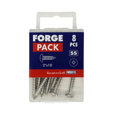 ForgePack Self Tapping Screw 10 per pk PZ PAN SS 1 1/2"x10